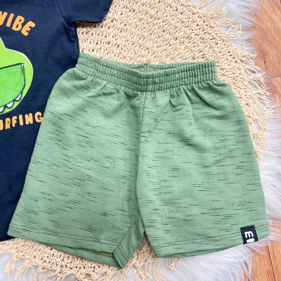 Conj. Camiseta Feel The Vibe e Bermuda - Preto e Verde